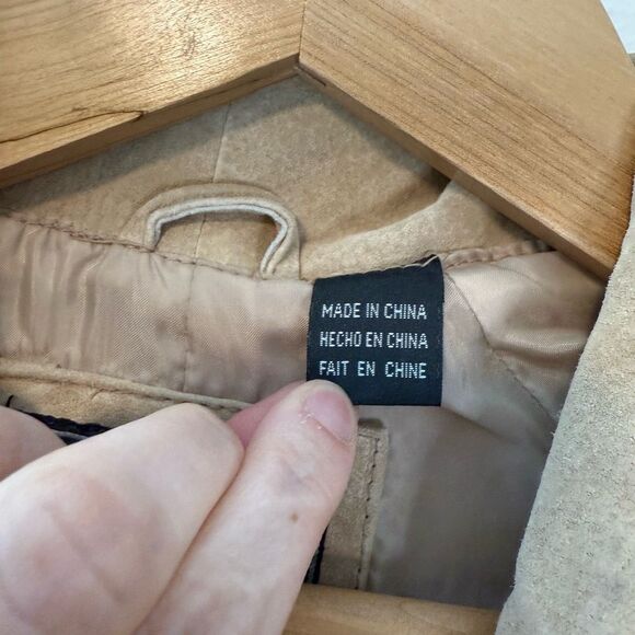 Vintage Midnight Velvet Tan Ruffle Suede Leather Jacket Deadstock Size Large NWT - Picture 4 of 12